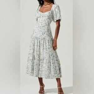 ASTR The Label Baldwin Floral Puff Sleeve Maxi Dress Small